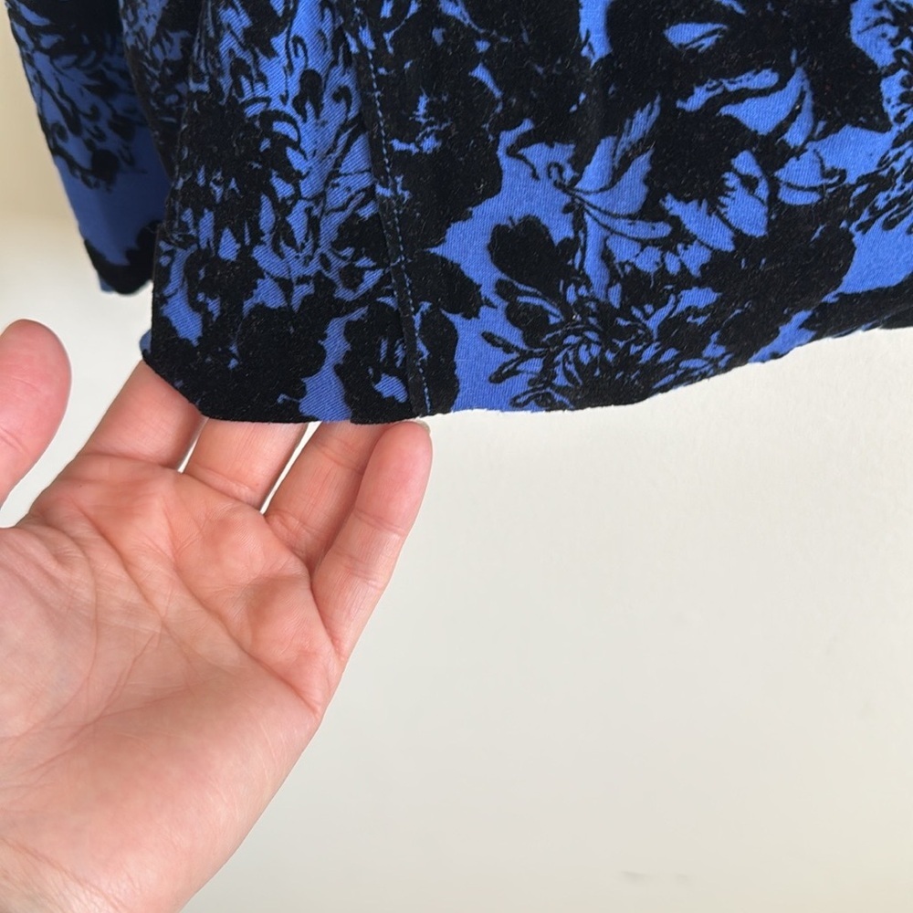Rebecca Taylor black/blue velvet floral detail long sleeve knit top NWT size XS - Picture 6 of 10